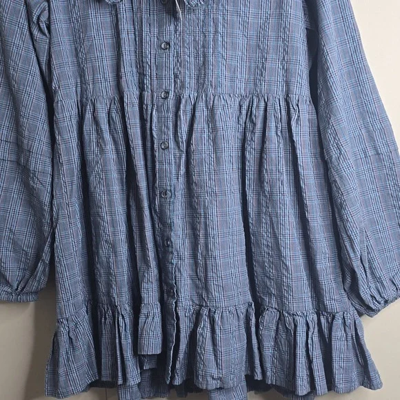 BDG Urban Outfitters Check Collar Long Sleeve Mini Dress Medium - Picture 10 of 13